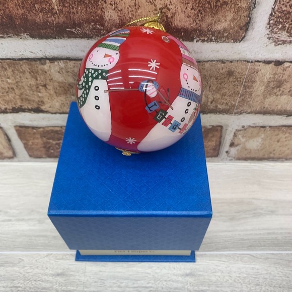 Pier 1 Imports 2017 Snowman Christmas Ornament Red Blue White Festive Holiday - Picture 1 of 5